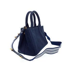 Prada Blue Tote top handles Canapa 2way handbag canvas